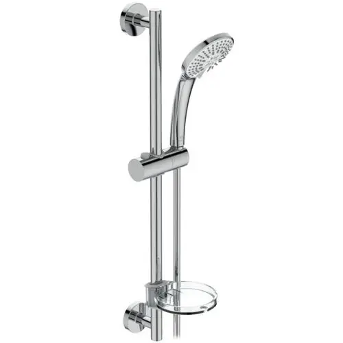 Brausekombination von Ideal Standard mit einer Handbrause und einer Halterung. Die Oberfläche ist in Chrom gehalten.